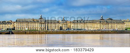 View of Place de la Bourse and the Garonne river in Bordeaux - France