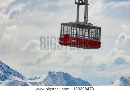 Cable car and Mont Blanc in Chamonix France