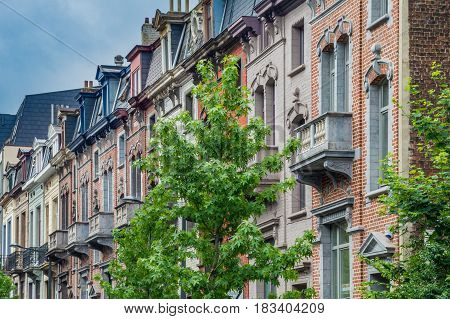 Classic european house fronts in the old town of Brussels
