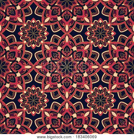 Oriental pattern of mandala. Vector colorful ornament. Template for shawl textile carpet.