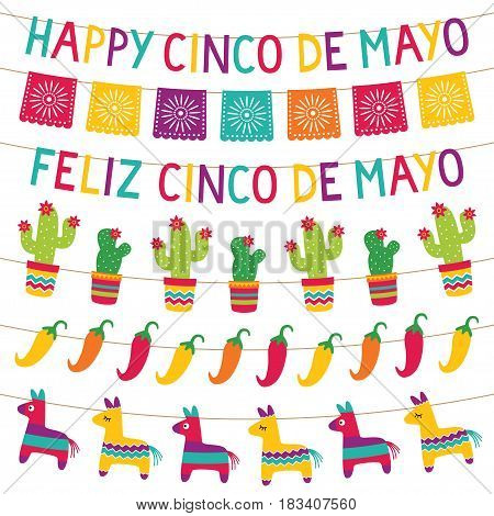 Cinco de Mayo party colorful bunting decoration set