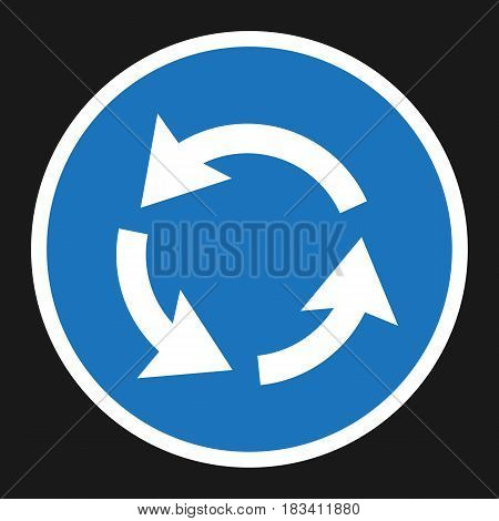 Roundabout Circulation sign flat icon, Traffic and road sign, vector graphics, a solid pattern on a black background, eps 10