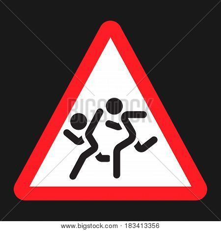School children sign flat icon, Traffic and road sign, vector graphics, a solid pattern on a black background, eps 10