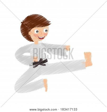 little boy karateka icon vector illustration design