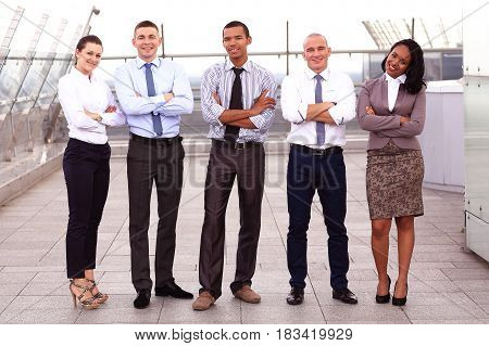Portrait Of Business multi Team Outside Office
