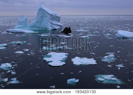 iceberg and drift ice in the north
