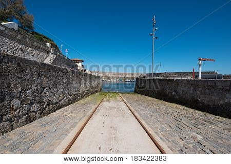 Comillas small fishing port Cantabria Spain .