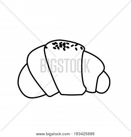 line delicious fesh bakery croissant bread, vector illustration
