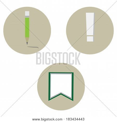 Office icon on white background. Beige circles. Green color