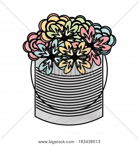 metal mason jar with flowers isolated icon vector illustration design