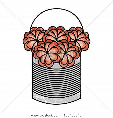 metal mason jar with flowers isolated icon vector illustration design