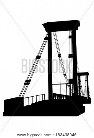 Modern metal bridge on a white background