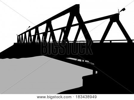Modern metal bridge on a white background