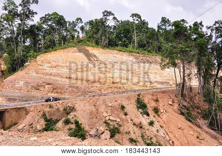 Mountain Road With Green Forest
