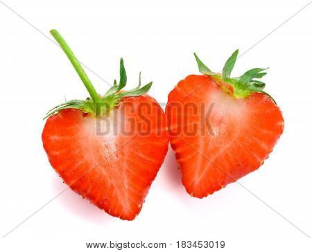 Half of strawberry isolated on white background