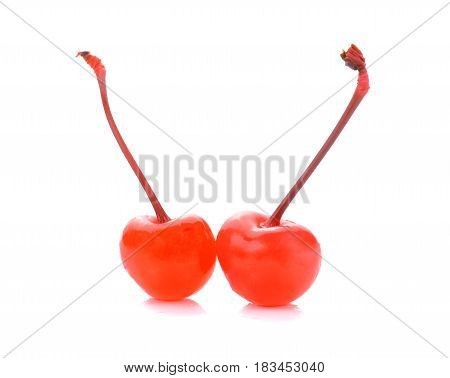 two maraschino sherry isolated on white background