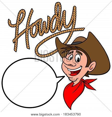 A vector illustration of a Cowboy talking.