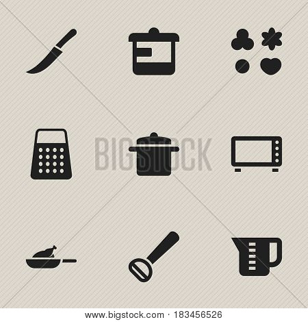 Set Of 9 Editable Meal Icons. Includes Symbols Such As Grill, Husker, Shortcake And More. Can Be Used For Web, Mobile, UI And Infographic Design.
