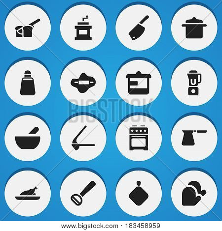 Set Of 16 Editable Cooking Icons. Includes Symbols Such As Paprika, Backsword, Bakery And More. Can Be Used For Web, Mobile, UI And Infographic Design.
