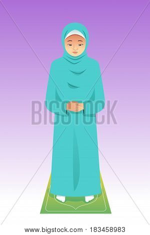 A vector illustration of Muslim Woman Praying