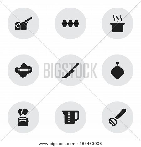 Set Of 9 Editable Cooking Icons. Includes Symbols Such As Sword, Pot-Holder, Egg Carton And More. Can Be Used For Web, Mobile, UI And Infographic Design.