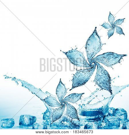 flower made of water splash. 3d rendering