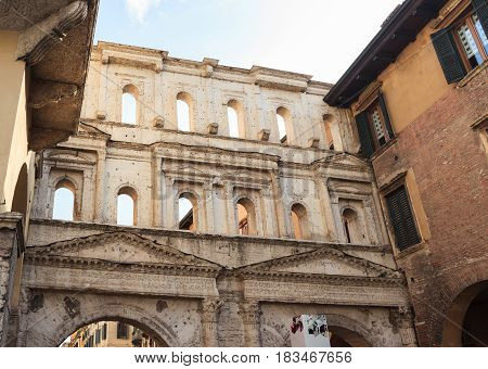 View of Porta Borsari in Verona Italy