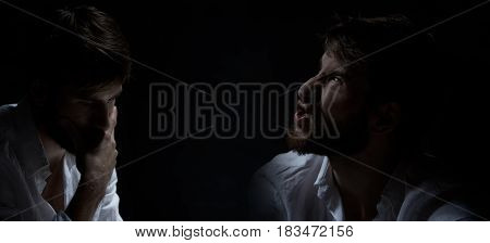 Two Countenances Of Schizophrenic Man