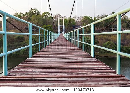 Beautiful of the longest suspension bridge in North eastern Region at Tana Rapids National ParkUbonratchatani Thailand