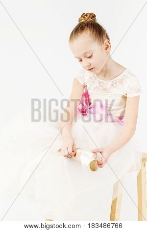 Beautiful Ballet Dancer Isolated On White Background.
