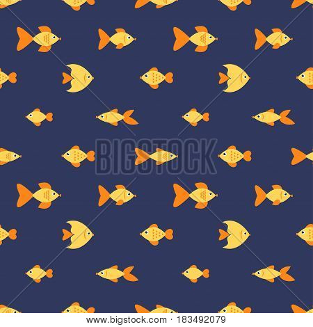 seamless pattern with the cute golden fishes