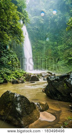 Amazing Nungnung waterfall, Rocks and some Waterdrops, Bali Indonesia