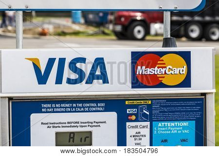 Marion - Circa April 2017: VISA and MasterCard Logo. VISA and MasterCard offer many payment products worldwide I