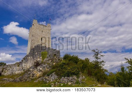 Aerial view on Anacopia fortress on Iverian Mountain, Abkhazia