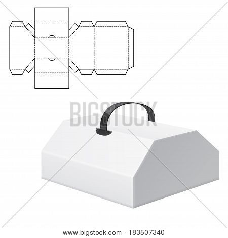 Vector Illustration of Diecut Craft Box for Design, Website, Background, Banner. Retail Folding package Template. Fold pack with dieline for your brand on it