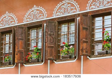 Windows of an Old House in Plovdiv Bulgaria