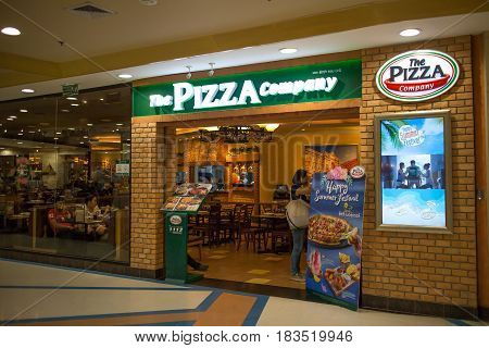 CHIANG MAI THAILAND -APRIL 25 2017: The Pizza Company Restaurant in Central Airport Plaza Chiangmai. Modern Business Plaza Near Chiangmai Airport.