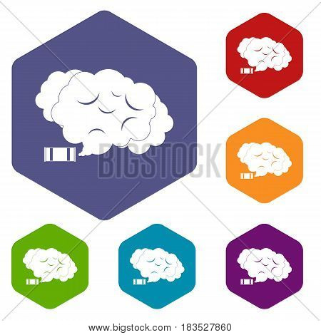 Tear gas icons set hexagon isolated vector illustration