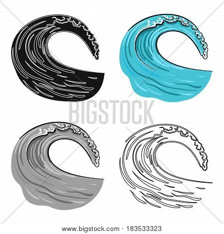 Wave icon in cartoon design isolated on white background. Surfing symbol stock vector illustration.