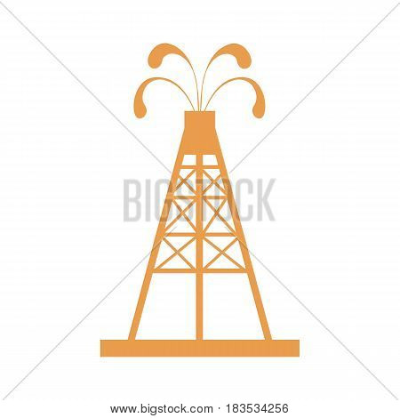 Stylized Icon Of The Oil Rig With Fountains Spurting Up Oil With Oil