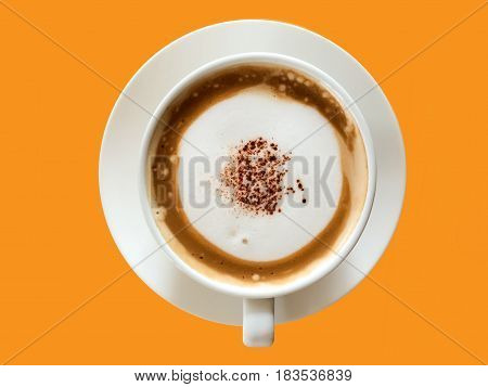 Coffee cup isolated on orange background.coffee cup.