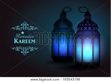 Intricate Arabic lamps with lights for Ramadan Kareem vector