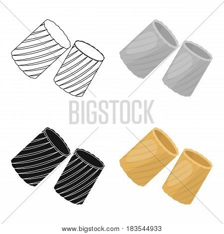 Ditalini pasta icon in cartoon style isolated on white background. Types of pasta symbol vector illustration.