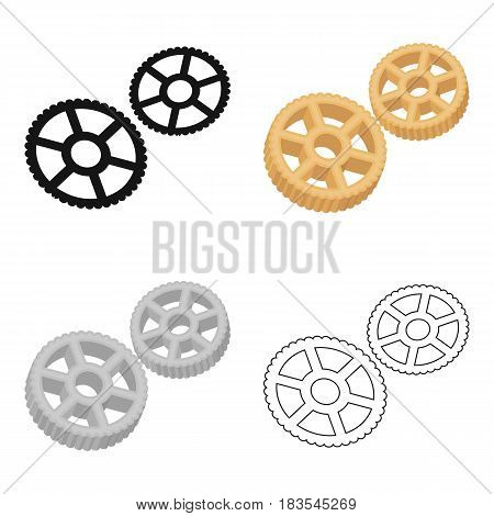 Rotelle pasta icon in cartoon style isolated on white background. Types of pasta symbol vector illustration.