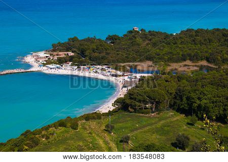 Summer vacation on the beautiful sea of Conero park, Marche, Italy