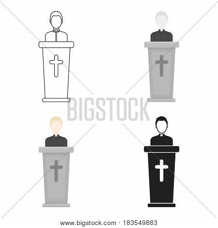 Priest icon in cartoon style isolated on white background. Religion symbol vector illustration.