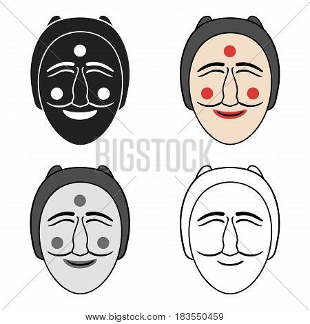 Hahoe mask icon in cartoon style isolated on white background. South Korea symbol vector illustration.