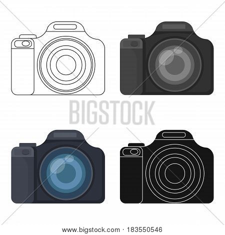 Digital camera icon in cartoon design isolated on white background. Rest and travel symbol stock vector illustration.