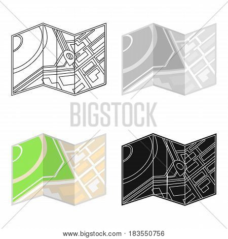 Travel map icon in cartoon design isolated on white background. Rest and travel symbol stock vector illustration.