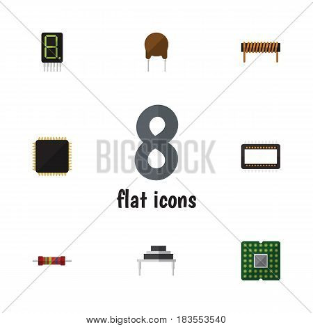 Flat Device Set Of Triode, Destination, Mainframe And Other Vector Objects. Also Includes Display, Resistor, Transistor Elements.